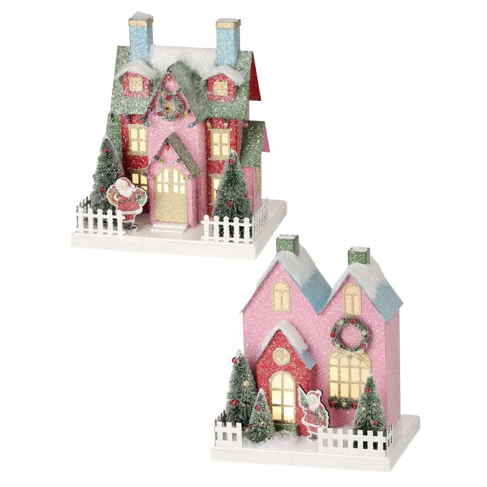 10" LED Battery Cardboard Village House, Assorted Styles