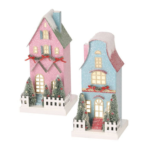 10.5" LED Battery Cardboard Manor House, Assorted Colors