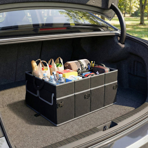 13 Gallon Car Trunk Organizer with Removable Divider and 6 Pockets-Black