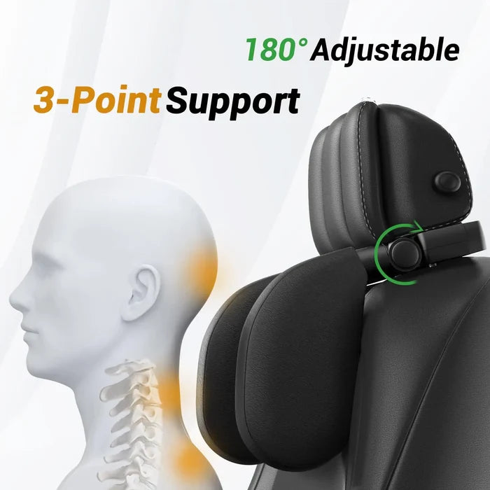 180° Adjustable Car Headrest Pillow | Thickened Memory Foam Neck Support with ABS Frame & Scented Storage Box