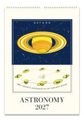 A 2027 astronomy calendar featuring a vintage-style illustration of Saturn on the cover page, with the title 'ASTRONOMY 2027' printed below.