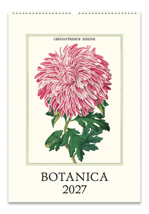 Botanica 2027 calendar with a pink flower illustration on a white background