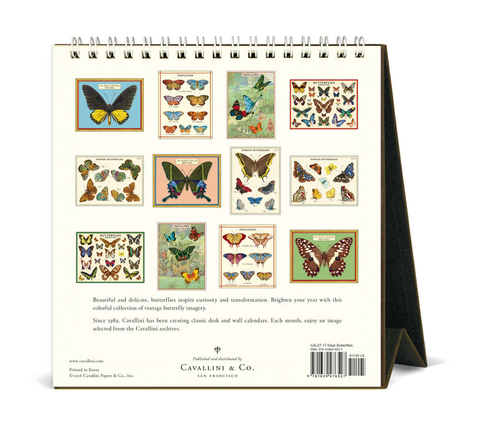 2027 Cavallini & Co. Butterflies Desk Calendar back of calendar showing all 12 months