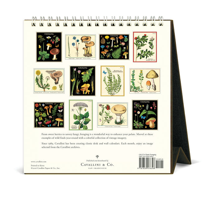 2027 Cavallini & Co. Foraging Desk Calendar back of calendar showing all 12 months