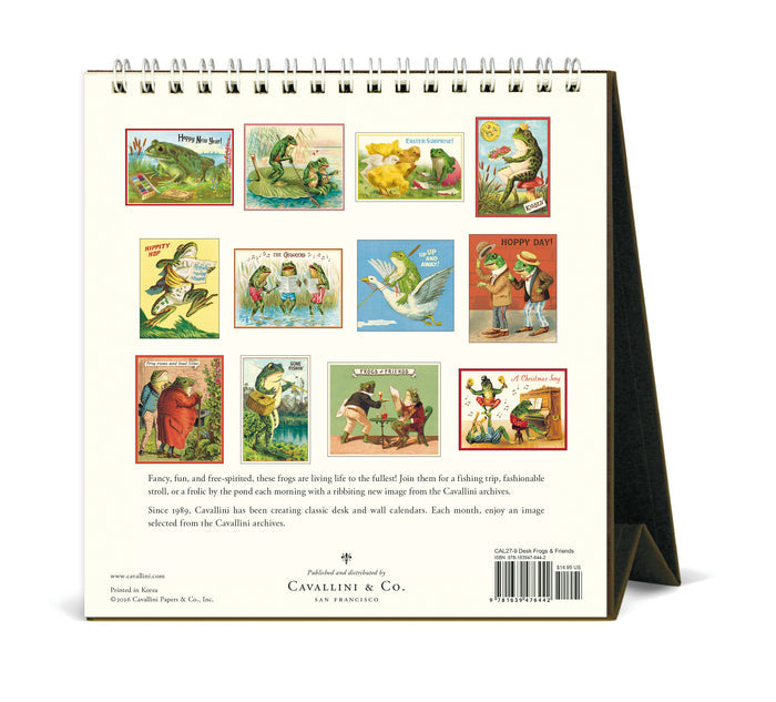 2027 Cavallini & Co. Frog & Friends Desk Calendar- NEW for 2027- ack cover showing all 2 months