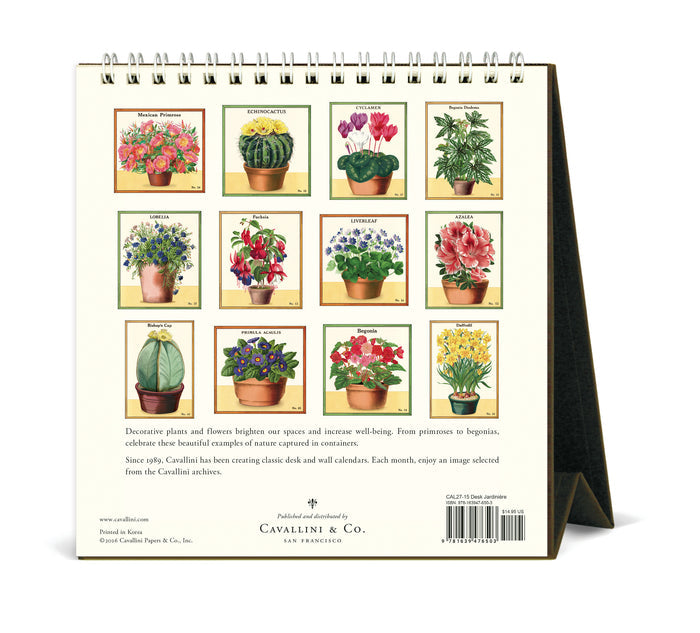 2027 Cavallini & Co. Jardiniere Desk Calendar back of calendar showing all 12 months