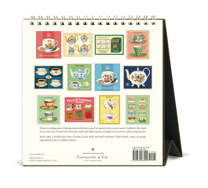 2027 Cavallini & Co. Tea Time Desk Calendar back of calendar showing all 12 months