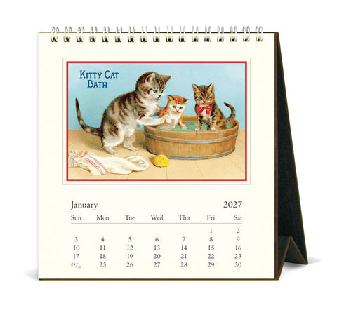 2027 Cavallini & Co. Vintage Cats Desk Calendar January page