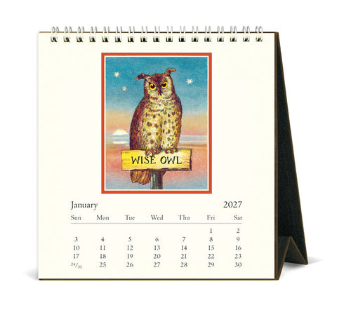 2027 Cavallini & Co. Vintage Owls Desk Calendar