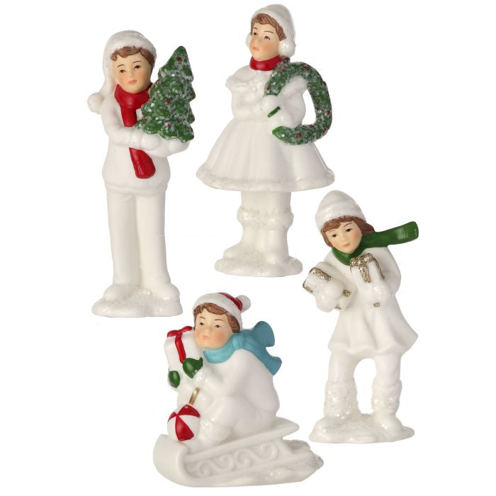 3-4.25" Porcelain Winter Children, Assorted Styles