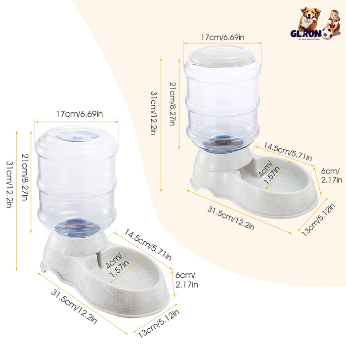 3.5L/1Gal Pet Water Dispenser Self-Dispensing Gravity Pets Water Feeder Automatic Pet Waterer Cat Dog