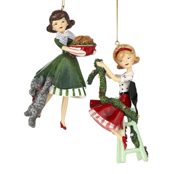 6" Resin Retro Housewife Christmas Ornament, Assorted Styles