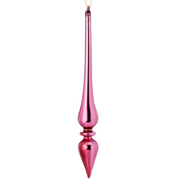 9" Shiny Glass Finial Ornament, Assorted Colors