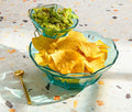 Anchor Hocking aqua blue tulip chip and dip bowl