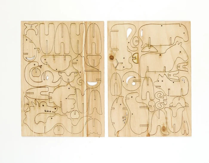Asian Zodiac Decorations Craft Kit showing unfinished sheets of wood