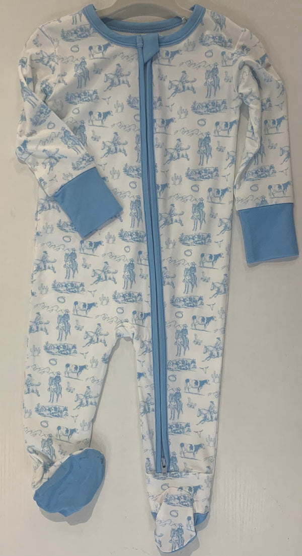 Bamboo Blue Western Footie