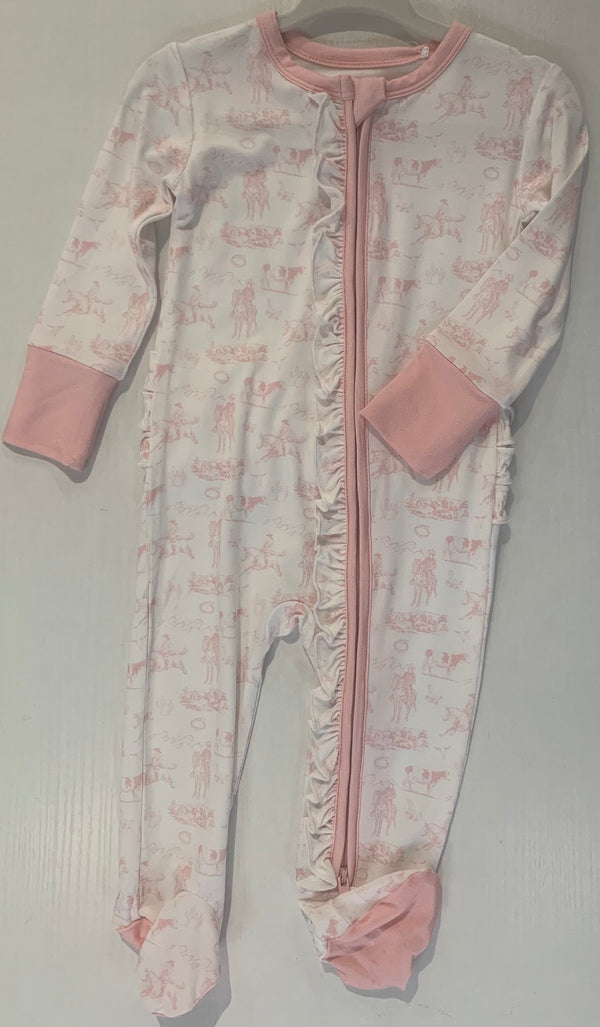 Bamboo Pink Western Footie