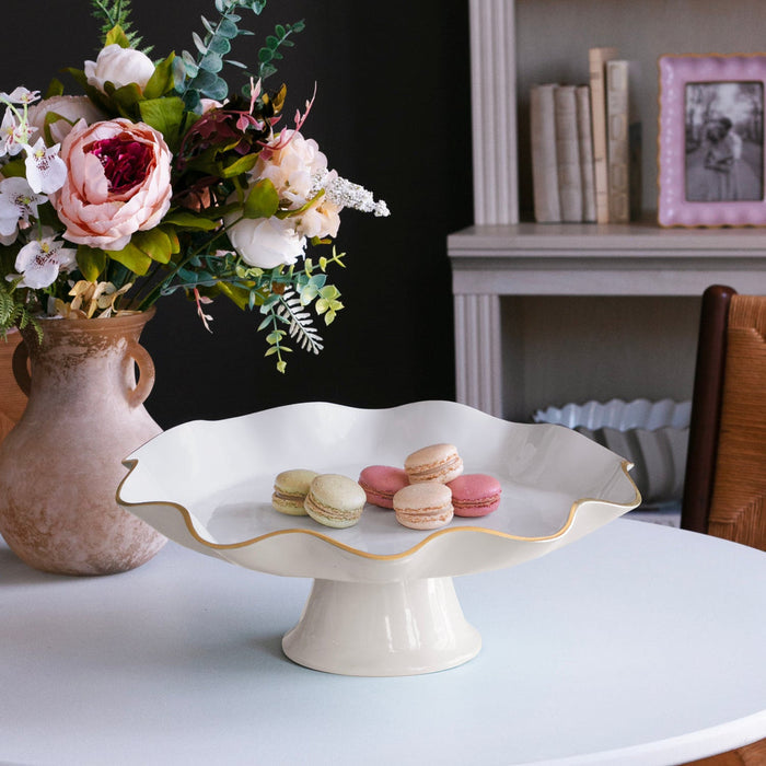 Beatriz Ball | Encanto Carola Pedestal Cake Plate, Cream & White