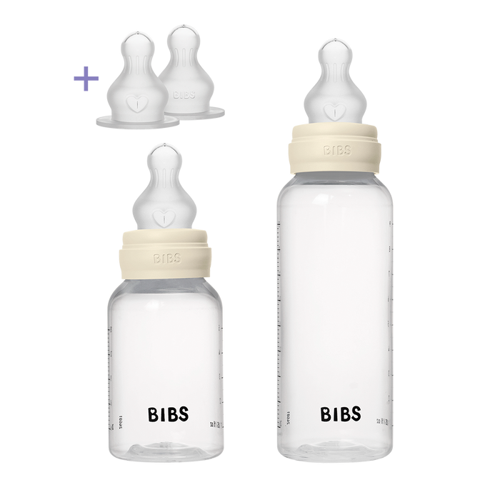 BIBS America | Ivory Silicone Grow & Flow Baby Bottle