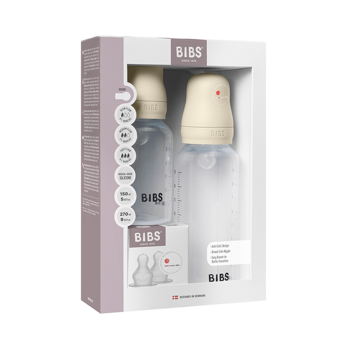 BIBS America | Ivory Silicone Grow & Flow Baby Bottle
