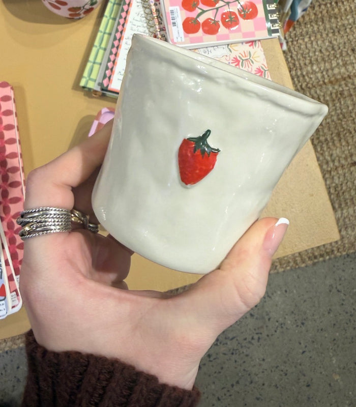 Bistro Strawberry White Ceramic Candle