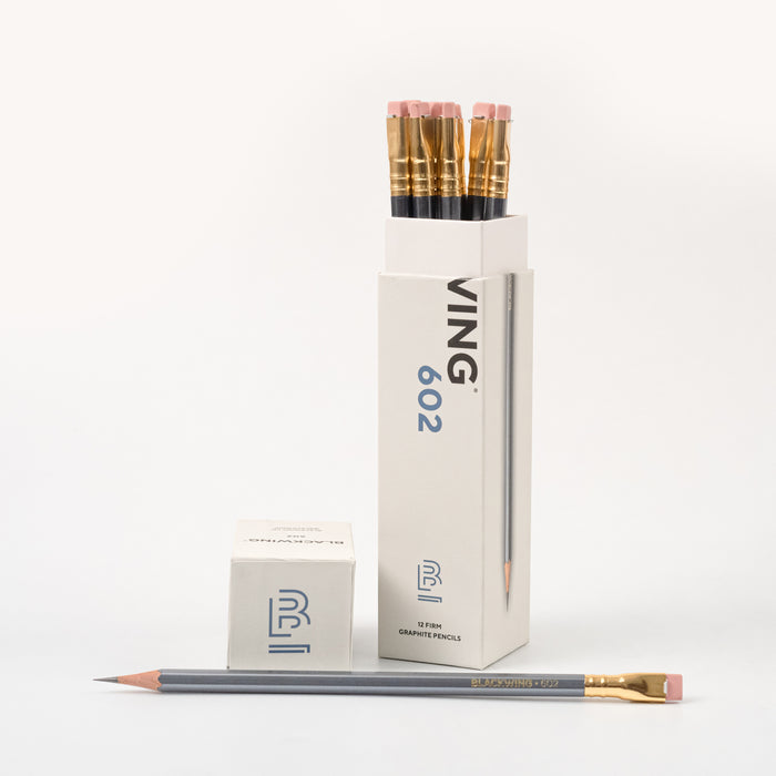 Blackwing 602 Firm Pencil open Box of 12 with one sharpened pencil