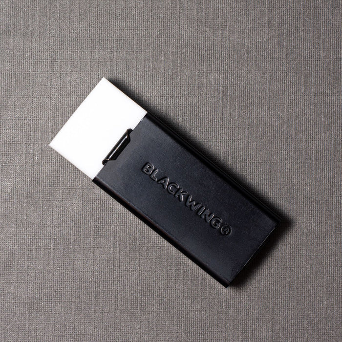 The Blackwing Handheld  eraser is made of a special soft material that erases the dark lines of Blackwing graphite cleanly and easily.
