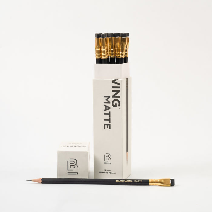 Blackwing Matte Soft Drawing Pencil- open box with one pencil shown