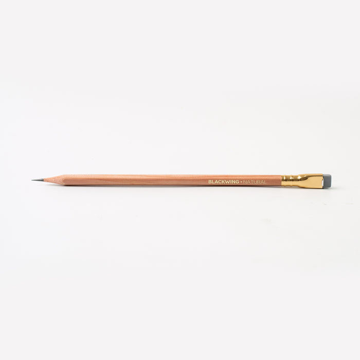 The Blackwing Natural features a gold imprint, grey eraser and the iconic square