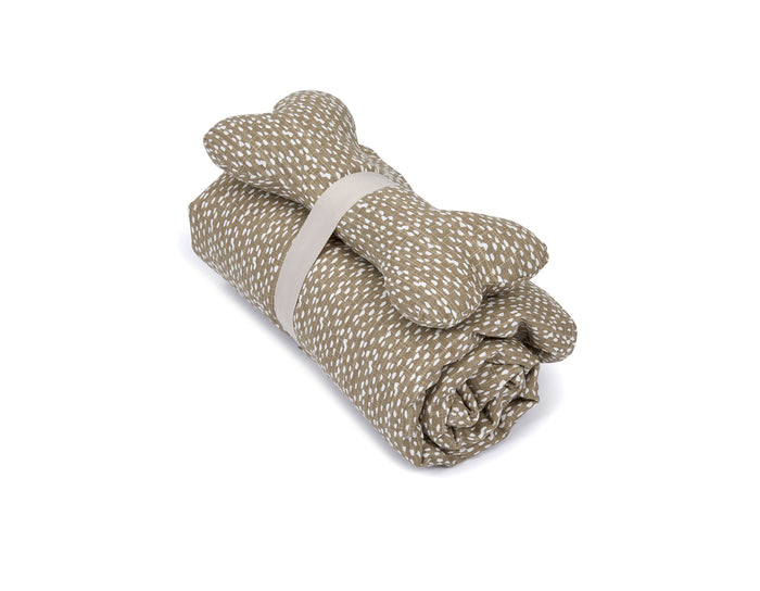 Blanket and Bone Toy Set- SlumberJax Dottie Tan