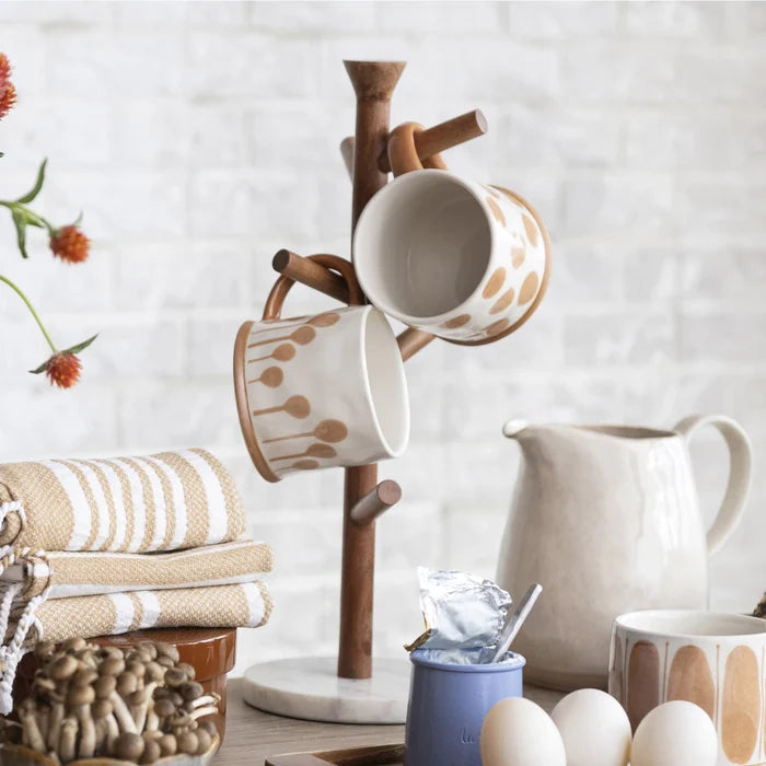Bloomingville | Mango Wood & Marble Mug Rack