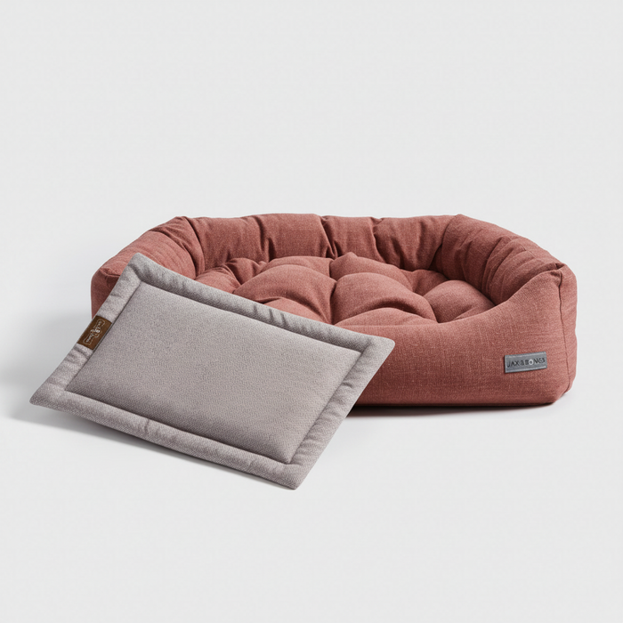 Warby Cranberry Napper Bed + Herringbone Horizon Cozy Mat Bundle