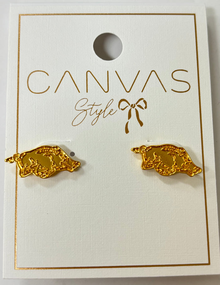 Canvas | AR Razorbacks 24K Gold Plated Stud Earrings