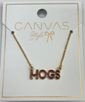 Canvas | AR Razorbacks Cardinal/Black Outline Enamel Necklace