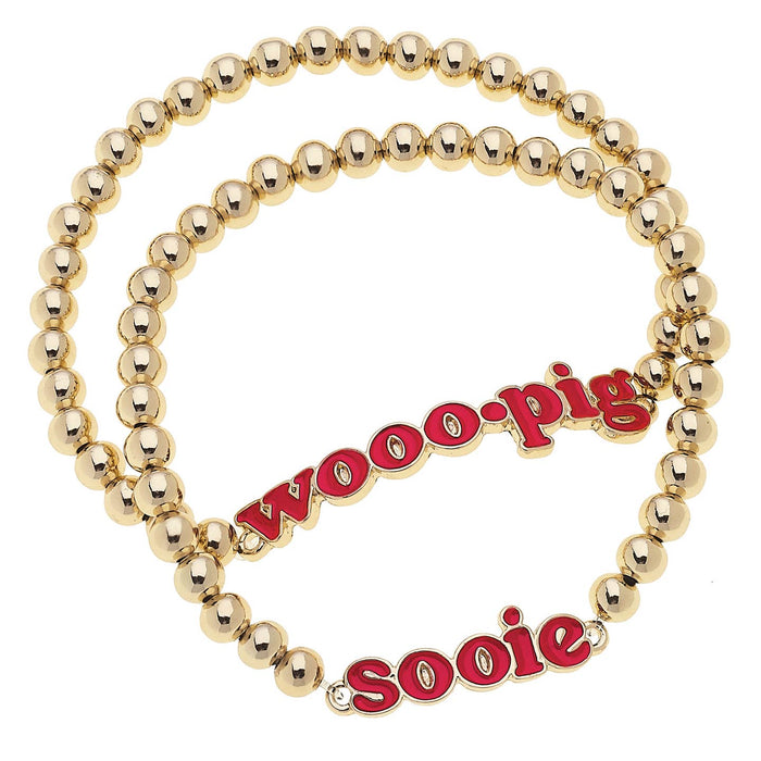 Canvas | AR Razorbacks Slogan Ball Bead Bracelet, Set of 2