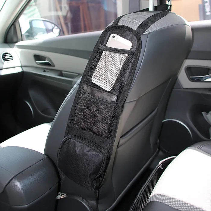 Car Backseat Organizer with Touchscreen Tablet Holder – Foldable Seat Back Storage Pockets & Protector