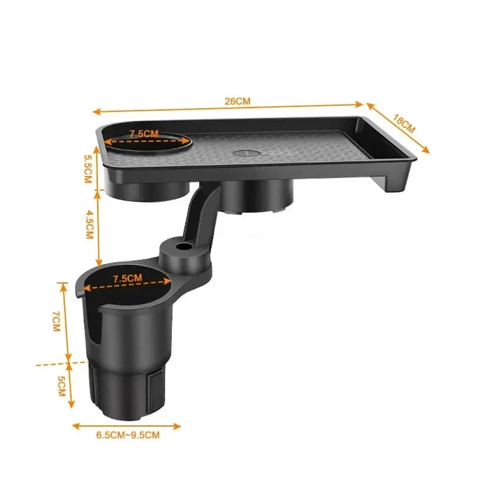 Car Cup Holder Expander | Multi-Function Drink Holder with Food Table and 360-Degree Adjustable Base