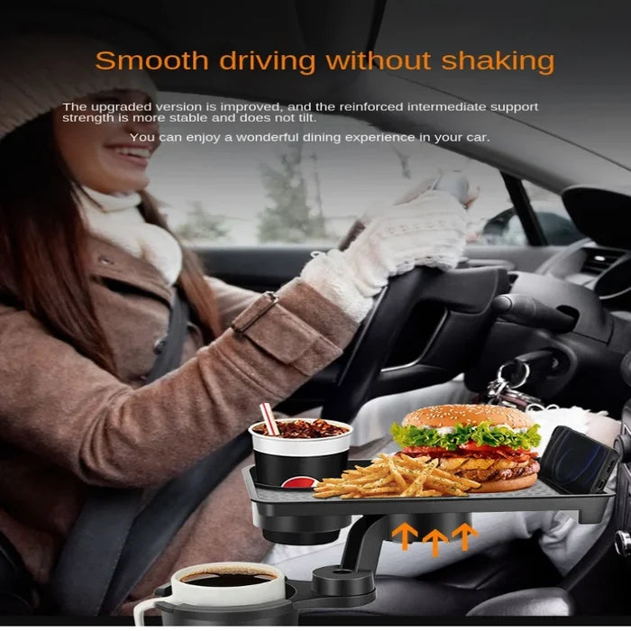 Car Cup Holder Expander | Multi-Function Drink Holder with Food Table and 360-Degree Adjustable Base
