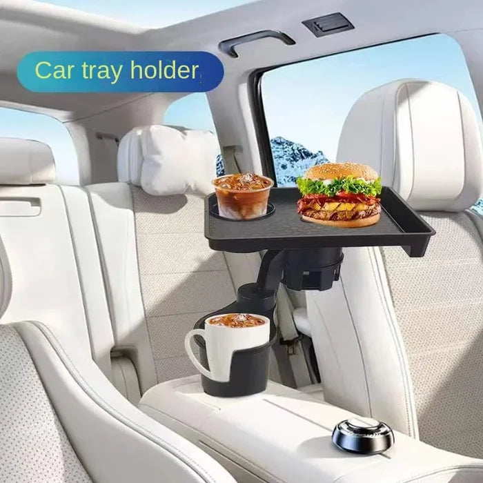 Car Cup Holder Expander | Multi-Function Drink Holder with Food Table and 360-Degree Adjustable Base