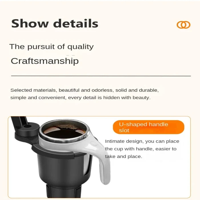 Car Cup Holder Expander | Multi-Function Drink Holder with Food Table and 360-Degree Adjustable Base