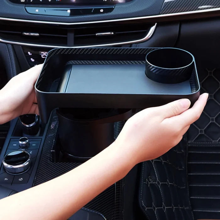 Car Cup Holder Tray with Rotating Expandable Tray | Convenient for Takeout, Keys, Phone