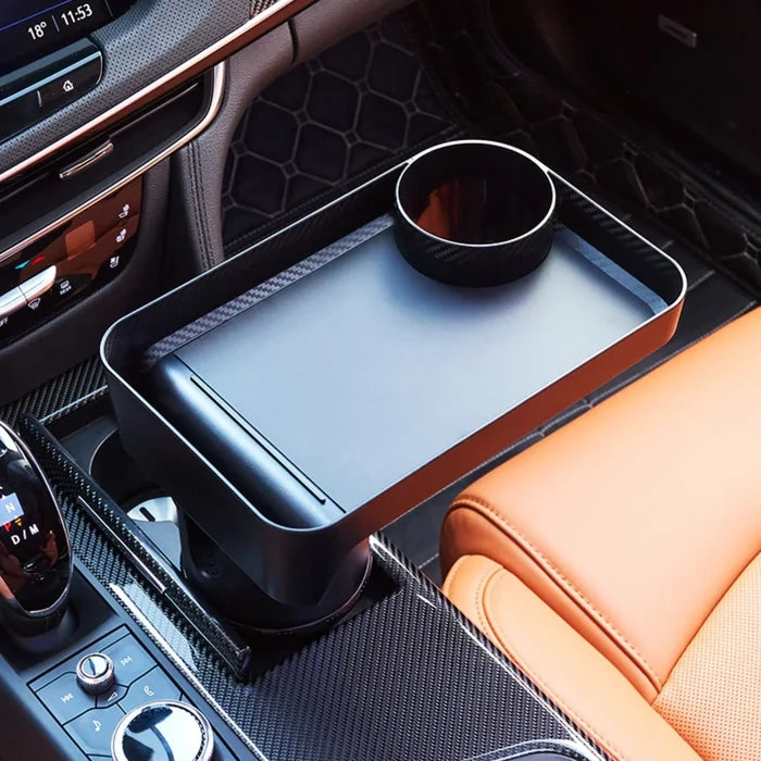 Car Cup Holder Tray with Rotating Expandable Tray | Convenient for Takeout, Keys, Phone