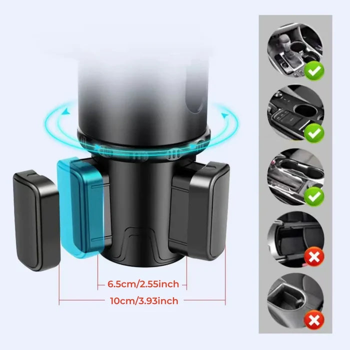 Car Cup Holder Tray with Rotating Expandable Tray | Convenient for Takeout, Keys, Phone