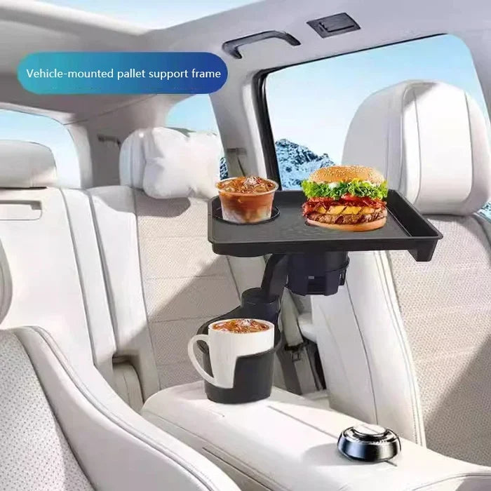 Car Dining Table with Dual Cup Holders | Portable Car Tray for Drinks and Snacks