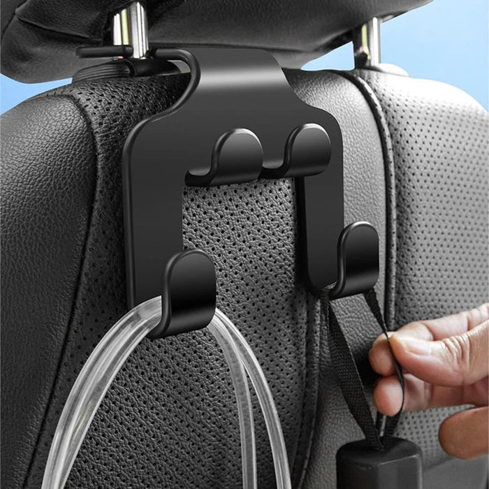 Car Seat Headrest Hook Hanger | Black Storage Organizer for Handbags, Purses, and Coats