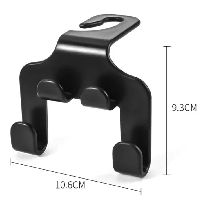 Car Seat Headrest Hook Hanger | Black Storage Organizer for Handbags, Purses, and Coats