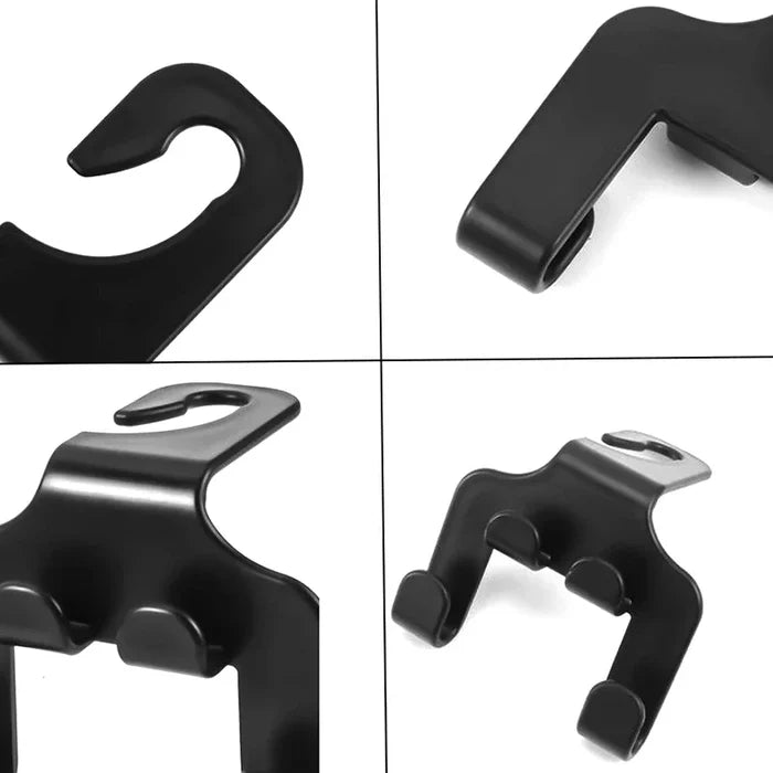 Car Seat Headrest Hook Hanger | Black Storage Organizer for Handbags, Purses, and Coats