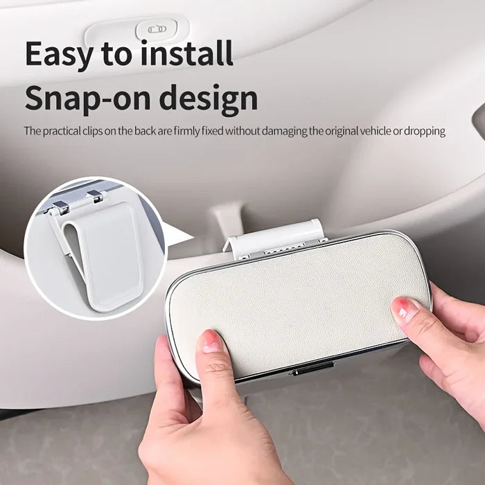 Car Trash Can with Lid Button | PU Leather Hanging Auto Interior Organizer