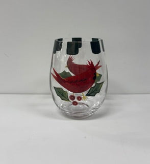 Cardinal Painted Wine Glass
