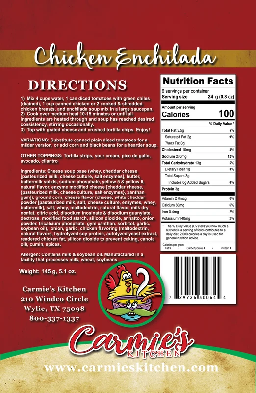 Carmie's Kitchen Chicken Enchilada Soup Mix